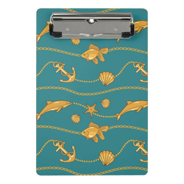 Mini Porte-bloc Motif nautique d'or (Devant)
