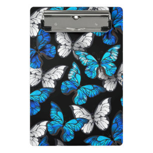 Mini Porte-bloc Motif sans couleur foncée avec papillons bleus Mor