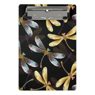 Mini Porte-bloc Motif sans couture avec libellules d'or