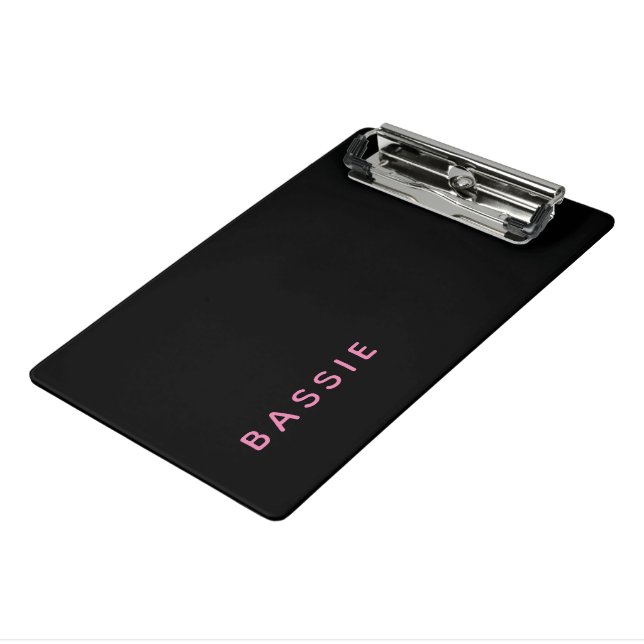 Mini Porte-bloc Nom moderne minimaliste noir personnalisé (Angle3)