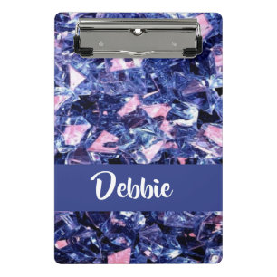 Mini Porte-bloc Nom personnalisé cristaux brillants bleus