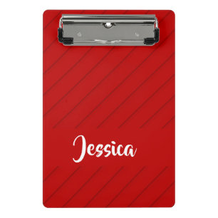 Mini Porte-bloc Nom personnalisé rouge diagonale plastique texturé