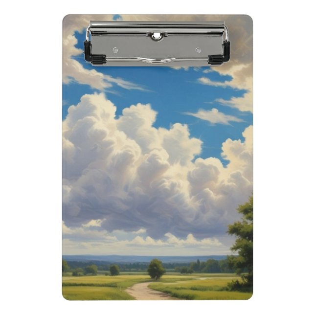 Mini Porte-bloc Nuages blancs et ciel bleu clair (Devant)