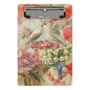 Mini Porte-bloc Oiseaux de l'amour Vintage Antique Cœur