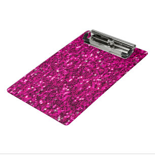 Mini Porte-bloc Pailletés rose chaud faux brillant