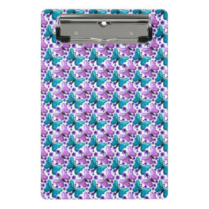 Mini Porte-bloc Papillon floral motif sarcelle violet