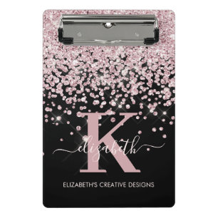 Mini Porte-bloc Parties scintillant d'or rose noire moderne Monogr