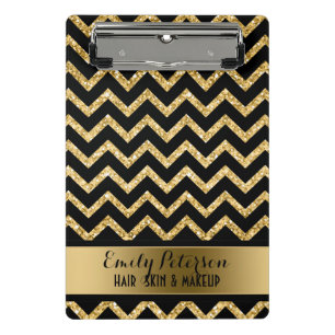 Mini Porte-bloc Parties scintillant Or Et Chevron Noir