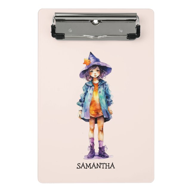 Mini Porte-bloc Pastel Cute Witch Girl Halloween esthétique (Devant)