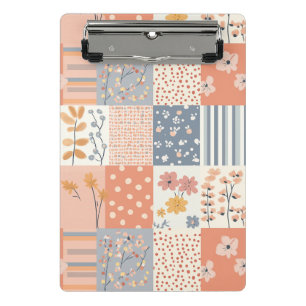 Mini Porte-bloc Patchwork floral romantique en rose et ivoire