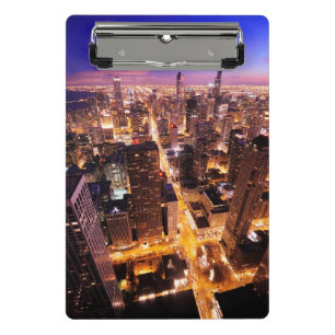 Mini Porte-bloc Paysage urbain la nuit de Chicago