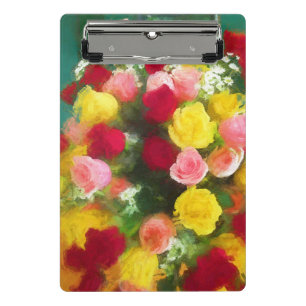 Mini Porte-bloc Peinture Bouquet Rose - Jolie Art Fleur Originale