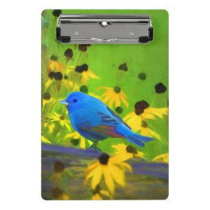 Mini Porte-bloc Peinture de Bunting Indigo - Art original pour ois