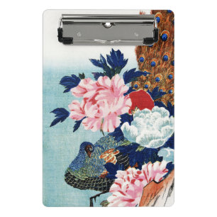 Mini Porte-bloc Peinture de fleurs de paon et de pivoines vintage