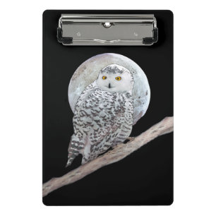 Mini Porte-bloc Peinture sur la Chouette neigeuse et la Lune - Art