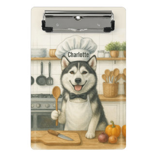 Mini Porte-bloc Personalized Name Funny Siberian Husky Dog Chef