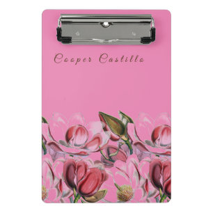 Mini Porte-bloc Pink Simple Professional Calligraphy Magnolias