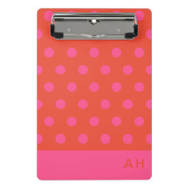 Mini Porte-bloc Pois rose et rouge orange monogrammé