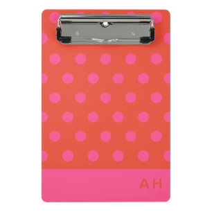 Mini Porte-bloc Pois rose et rouge orange monogrammé