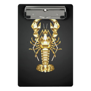 Mini Porte-bloc Poisson à langouste polygonale dorée sur noir