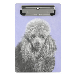 Mini Porte-bloc Poodé Jouet miniature Argent gris bleu Chien Art
