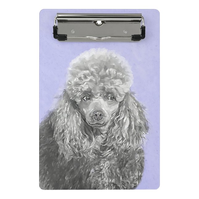 Mini Porte-bloc Poodé Jouet miniature Argent gris bleu Chien Art (Devant)