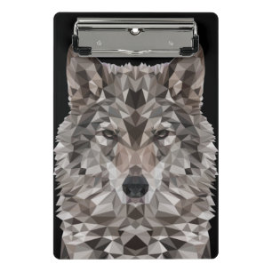 Mini Porte-bloc Portrait géométrique du loup gris