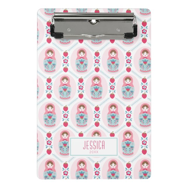 Mini Porte-bloc Poupée d'imbrication mignonne rose Matryoshka (Devant)