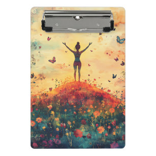 Mini Porte-bloc Prairie du Coucher de Soleil Méditation avec Papil