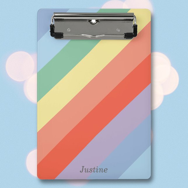 Mini Porte-bloc Rayures diagonales Pastel Rainbow (Pastel Rainbow Diagonal Stripes Clipboard)
