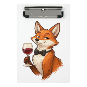 Mini Porte-bloc Renard Élégant avec Verre à Vin