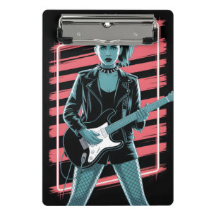 Mini Porte-bloc Rock Star Rebelle : Guitariste Féminine en Cuir