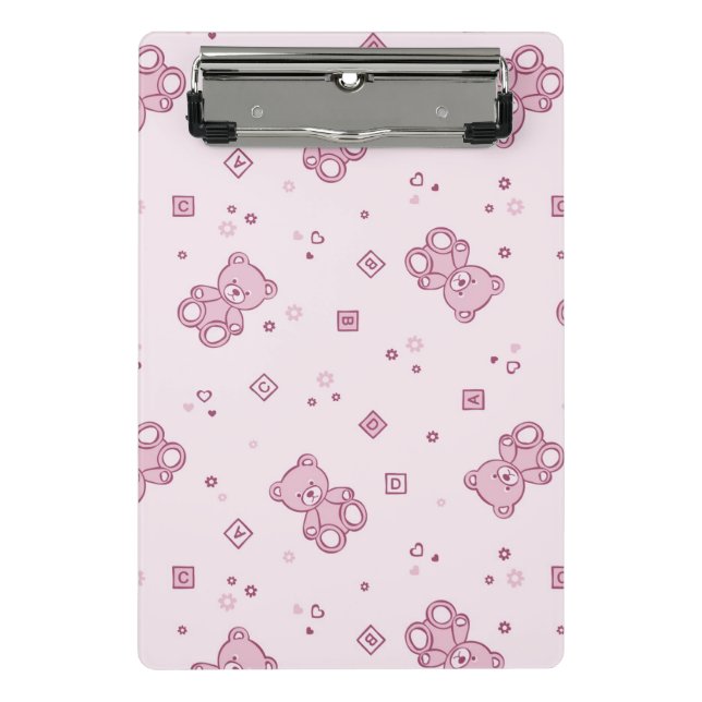 Mini Porte-bloc Rose d'arrière - plan de nounours (Devant)