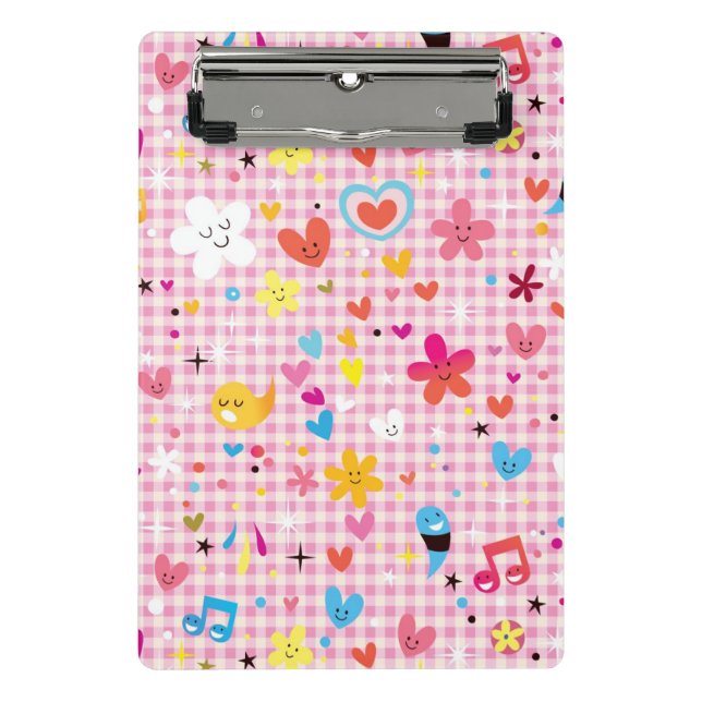 Mini Porte-bloc rose de motif de bande dessinée d'amusement (Devant)