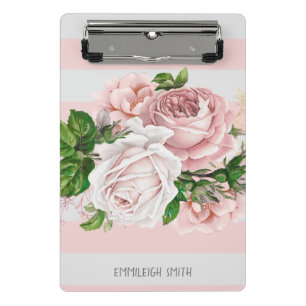 Mini Porte-bloc Rose Pâle Fleurs Vintage Personnalisé