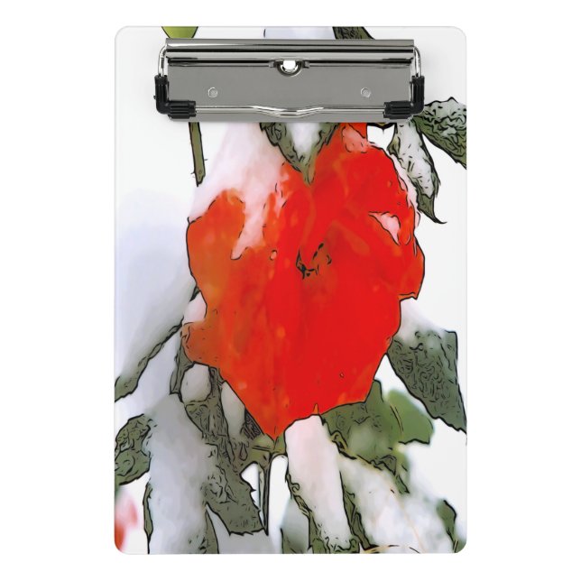 Mini Porte-bloc Rose rouge en neige (Devant)