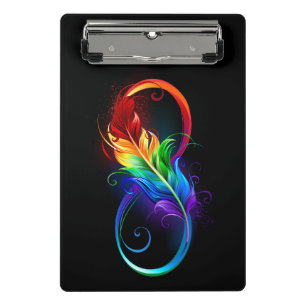 Mini Porte-bloc Symbole d'infini avec plume arc-en-ciel