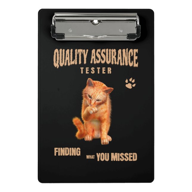 Mini Porte-bloc Testeur QA Humour de chat (Devant)