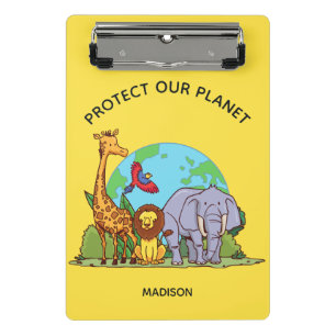 Mini Porte-bloc Texte personnalisé Terre avec animaux