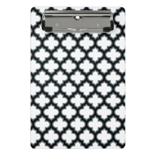 Mini Porte-bloc Trellis blanc et noir, treillis, Quatrefoil
