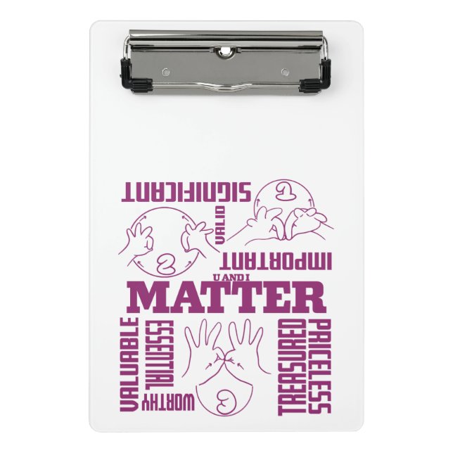 Mini Porte-bloc U et I Matt - ASL Empowerment Design (Devant)