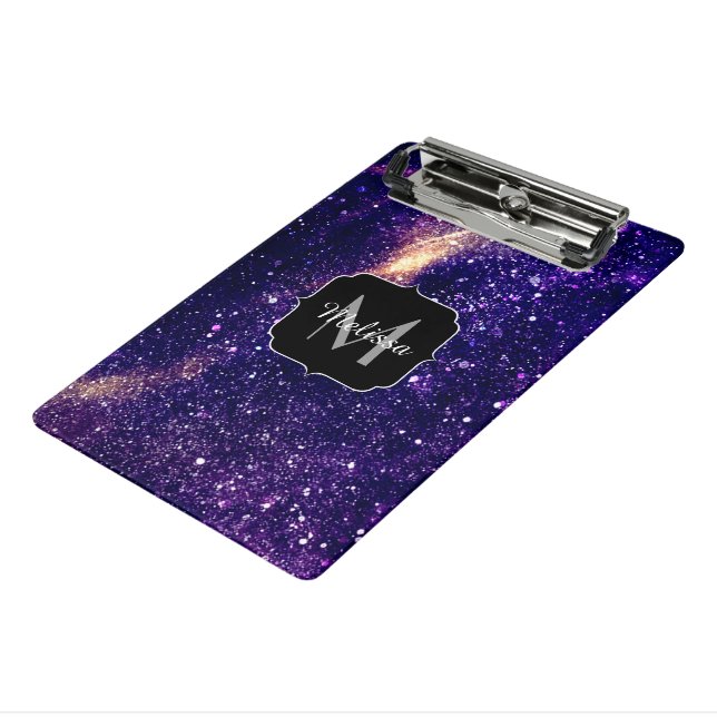 Mini Porte-bloc Violet violet galaxie abstraite Monogramme personn (Angle3)