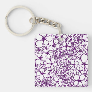 Mini-Porte - clé Carré des Doodles Floraux Post-
