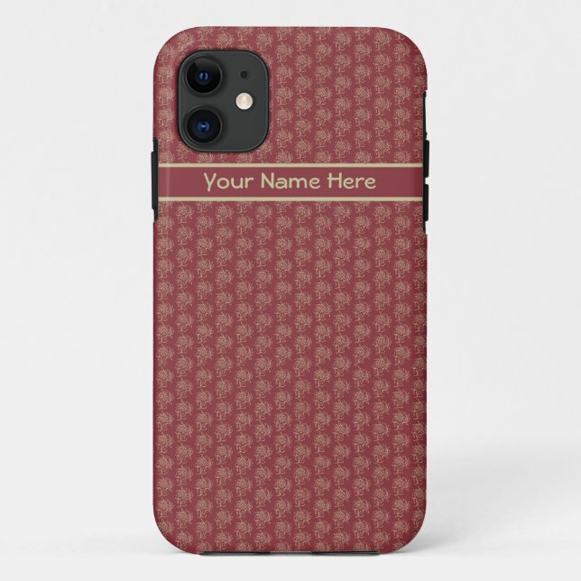 Mini-Print-Muster in Beige und Maroon Case-Mate iPhone Hülle (Rückseite)