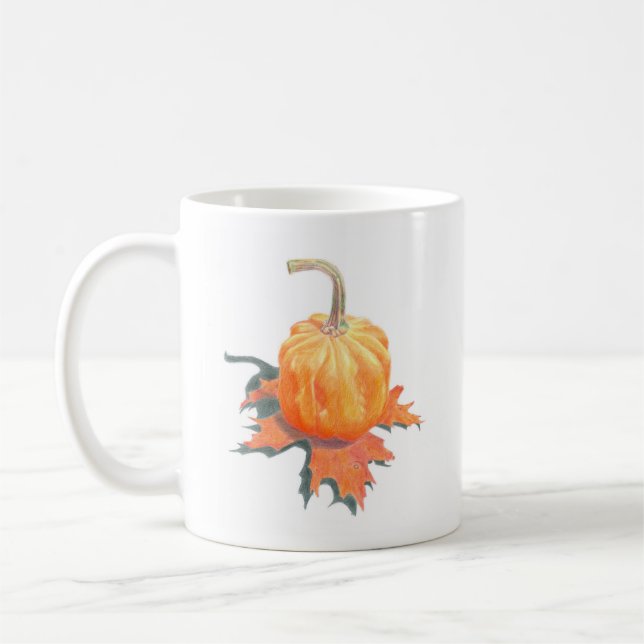 Mini Pumpkin auf Eichenholz Kaffeetasse (Links)