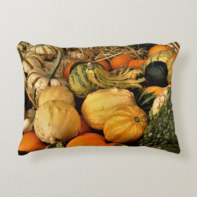 Mini Pumpkins und Gourds Sortiment Fall Foto Dekokissen (Vorderseite)