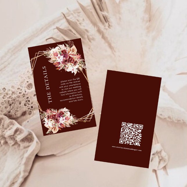 Mini QR Code Terracotta Boho Wedding Details  Begleitkarte (Von Creator hochgeladen)