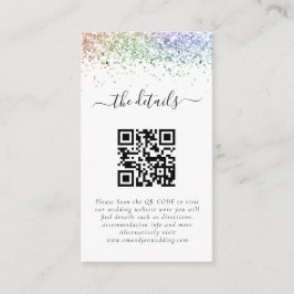 Mini Rainbow Glitzer QR Code Wedding Details Begleitkarte