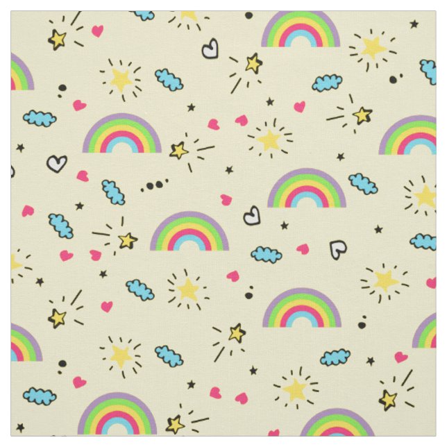 Mini Rainbow Tos auf Niedlichem Retro-Muster Stoff (Muster)