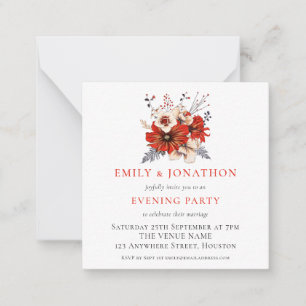 MINI Red Florals Mariage Invitation de soirée